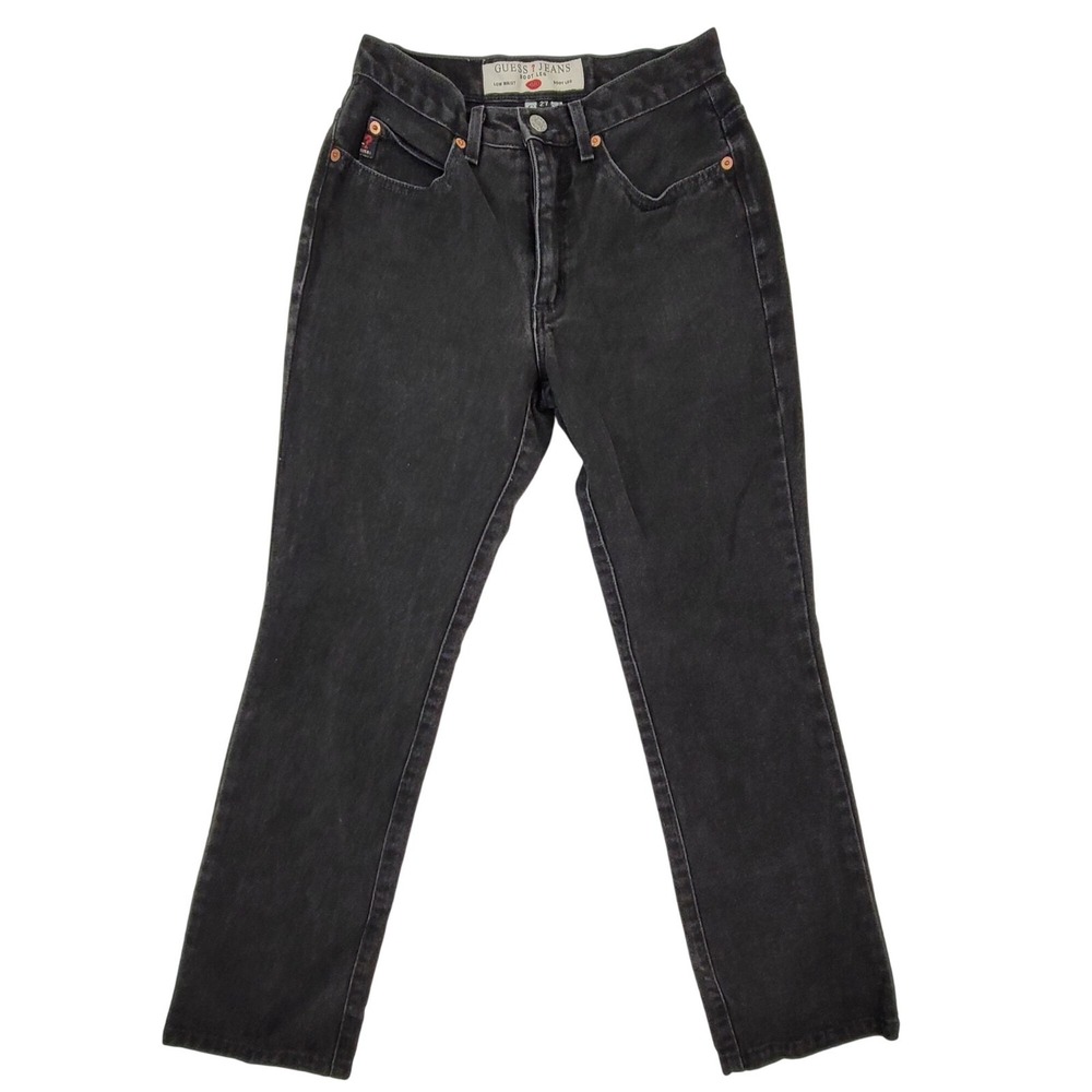 Guess Vintage Black Boot Leg Low Waist Denim Jeans USA 100% Cotton Size 27